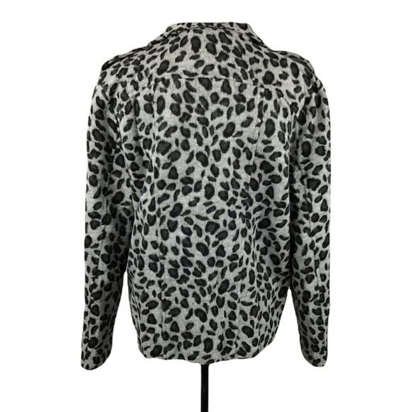 Umgee Leopard Animal Print Moto Jacket Size S Cotton Motorcycle Lined Gray - Picture 3 of 5
